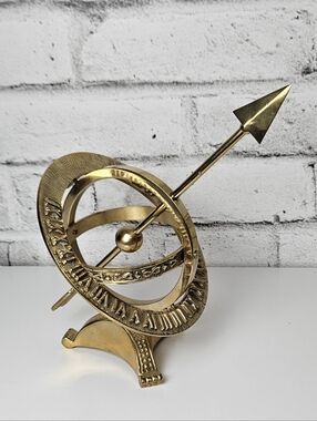 Vintage Brass Armillary Sphere Sundial Style Desk Decor 9”
